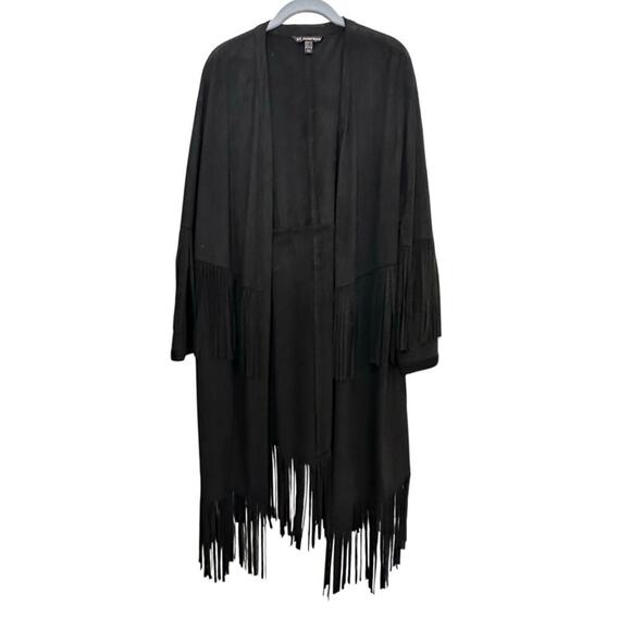 Zara Jackets & Blazers - Zara TRF Women's Black Suede Fringe Western Jacket duster cardigan Size Large XL